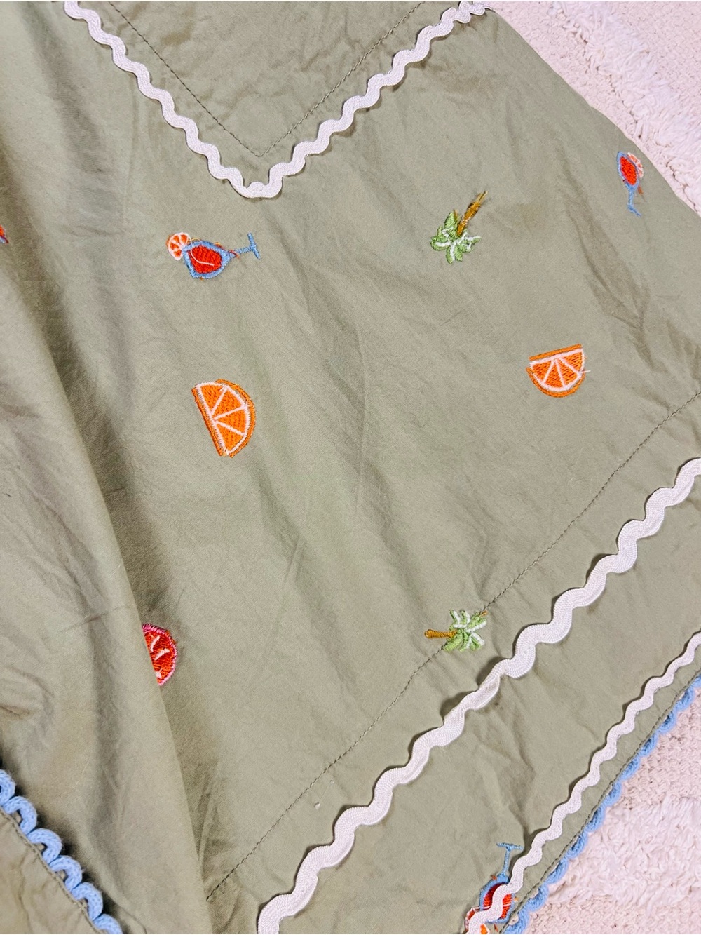 Roller Rabbit Ocaso Ellyott Dress – Olive Embroidered Shirt Dress –100% Cotton L - Picture 7 of 15